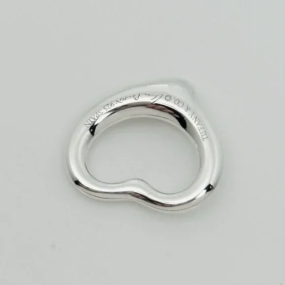 Tiffany Elsa Peretti Mini Small Open Heart Pendant Charm in Sterling Silver - Picture 3 of 7